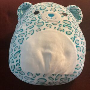 Squishmallows 16” large Toni Teal Blue White Snow Leopard Plush Cheetah Spots